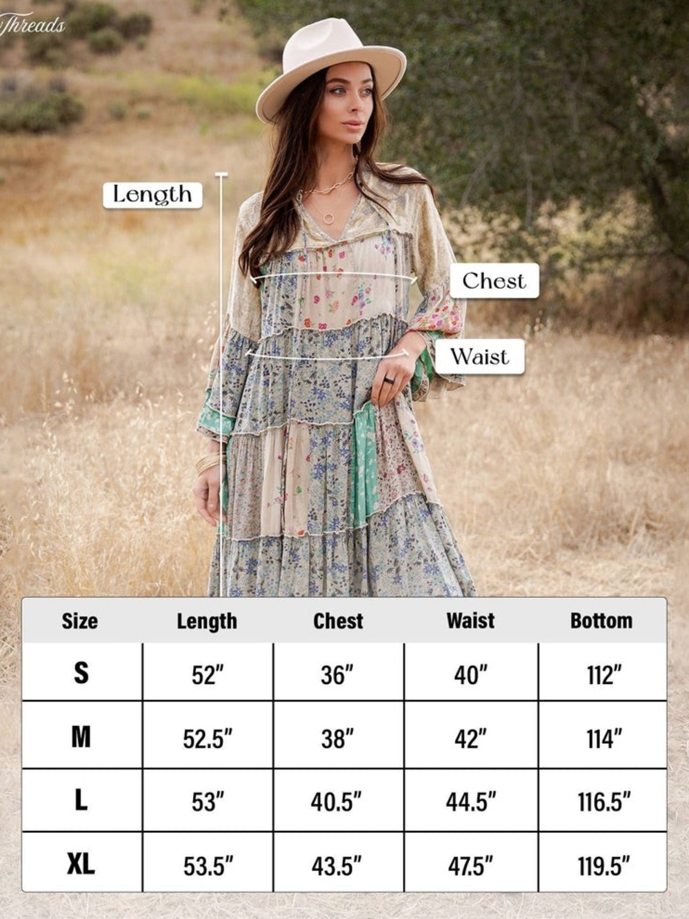 Bohemian Sage Patchwork Tiered Maxi Dress - Picture 3 of 3